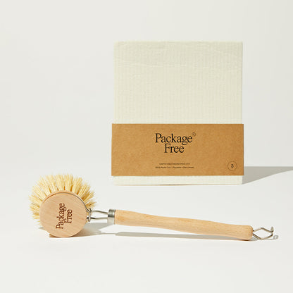 Package Free Reusable Swedish Dishcloth & Dish Washing Brush Bundle